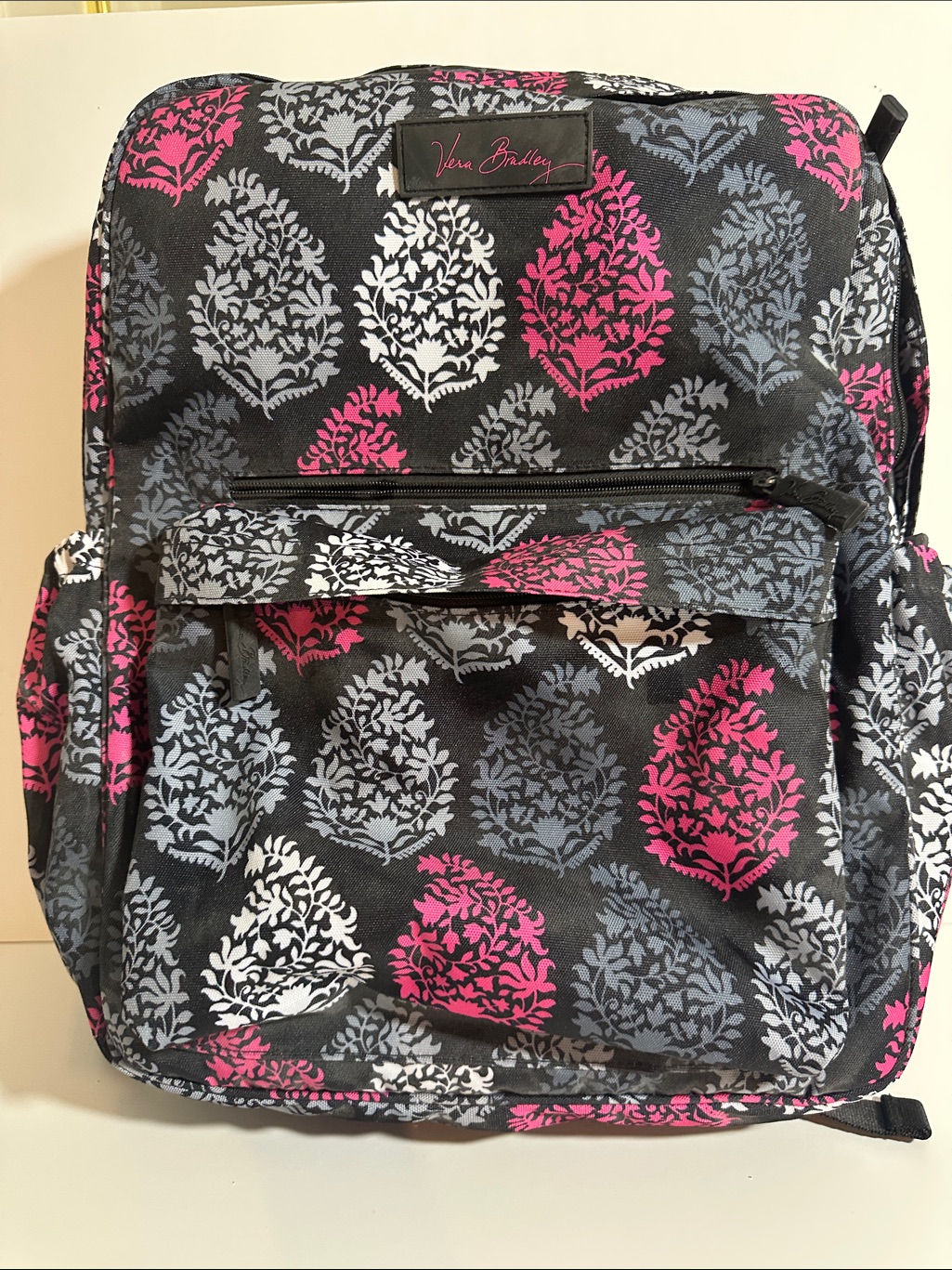 Like New-Vera Bradley Pink & Gray Patterned Backpack